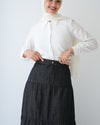 Denim Tiered Maxi Skirt Grey C8221