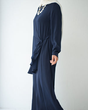 Silk Wrap Dress Navy C102