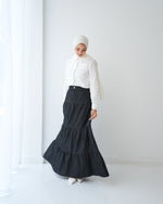 Denim Tiered Maxi Skirt Grey C8221