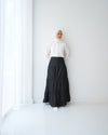 Denim Tiered Maxi Skirt Grey C8221