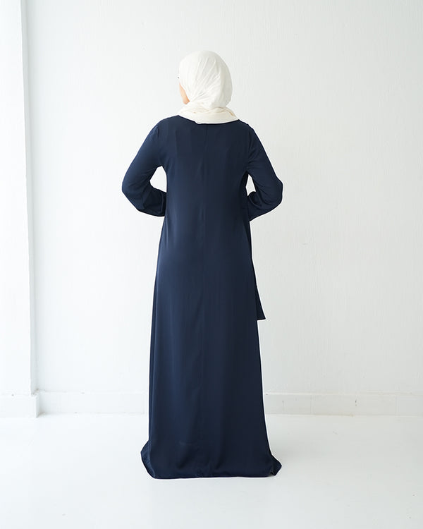 Silk Wrap Dress Navy C102