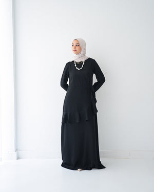 Silk Wrap Dress Black C102