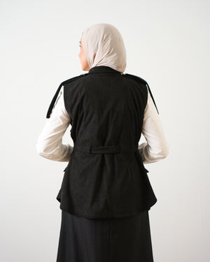 Corduroy Cargo Vest Black C206