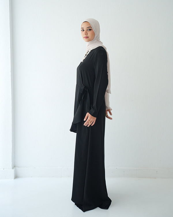 Silk Wrap Dress Black C102
