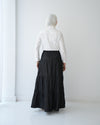 Denim Tiered Maxi Skirt Grey C8221
