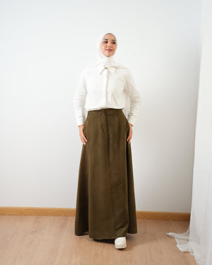 Suede Maxi Skirt Olive C2030