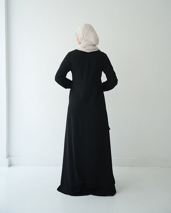 Silk Wrap Dress Black C102