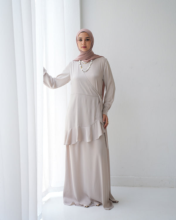Silk Wrap Dress Beige C102
