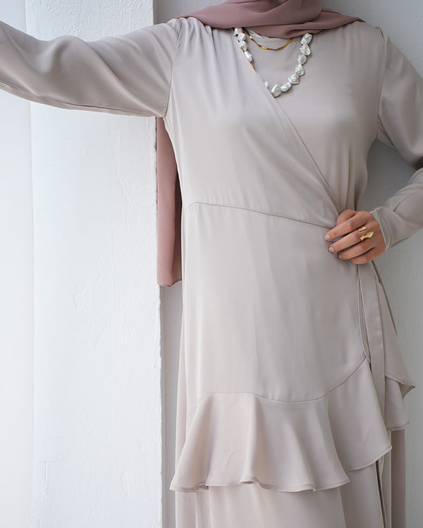 Silk Wrap Dress Beige C102