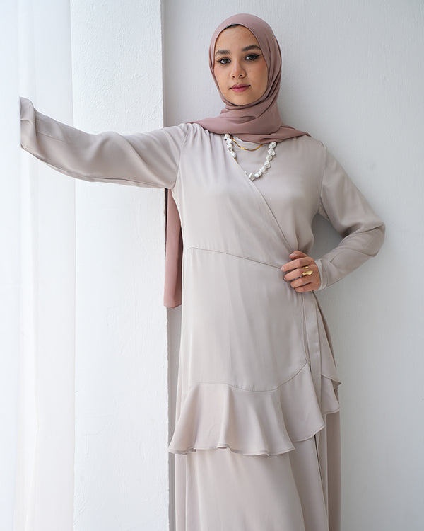 Silk Wrap Dress Beige C102