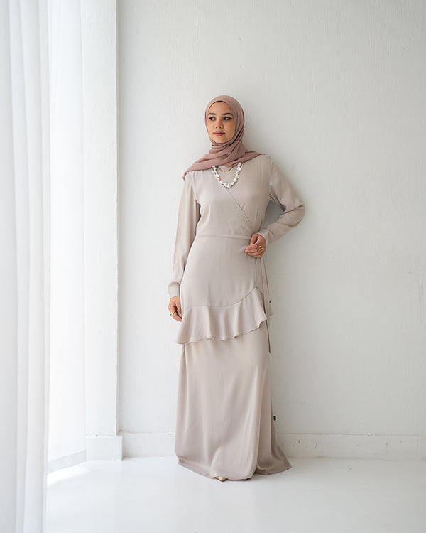 Silk Wrap Dress Beige C102