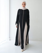 Silk Panel Abaya Beige C238