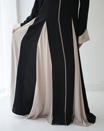 Silk Panel Abaya Beige C238
