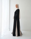 Silk Panel Abaya Beige C238
