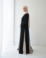 Silk Panel Abaya Beige C238