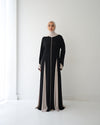 Silk Panel Abaya Beige C238