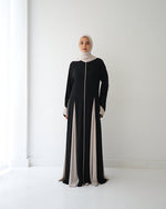 Silk Panel Abaya Beige C238