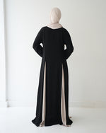 Silk Panel Abaya Beige C238