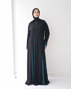 Silk Panel Abaya Teal C238