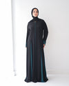 Silk Panel Abaya Teal C238