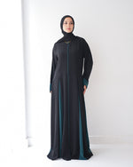 Silk Panel Abaya Teal C238