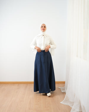 Suede Maxi Skirt Navy C2030