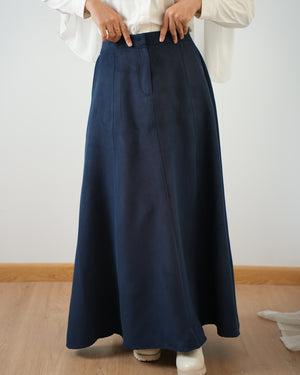 Suede Maxi Skirt Navy C2030