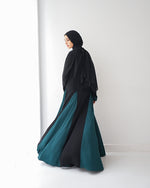 Silk Panel Abaya Teal C238