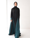 Silk Panel Abaya Teal C238
