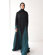 Silk Panel Abaya Teal C238