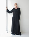 Silk Panel Abaya Black C238