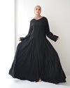 Silk Panel Abaya Black C238