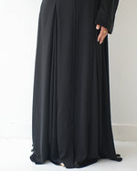 Silk Panel Abaya Black C238
