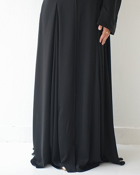 Silk Panel Abaya Black C238
