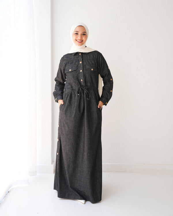 Maxi Denim Dress Grey C800