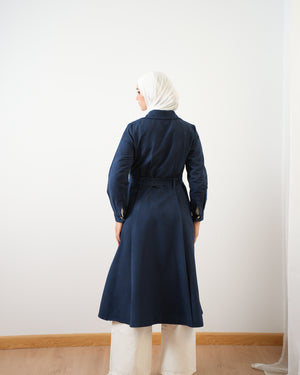 Suede Maxi Shirt Dress Navy C255