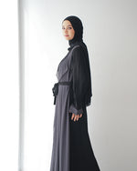 Sided Chiffon Crepe Abaya Grey C46