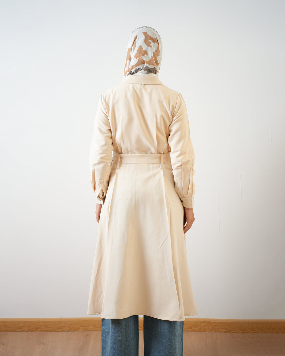 Suede Maxi Shirt Dress Cream C255