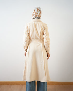 Suede Maxi Shirt Dress Cream C255