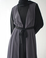 Sided Chiffon Crepe Abaya Grey C46