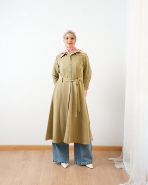 Suede Maxi Shirt Dress Pistachio C255