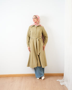 Suede Maxi Shirt Dress Pistachio C255