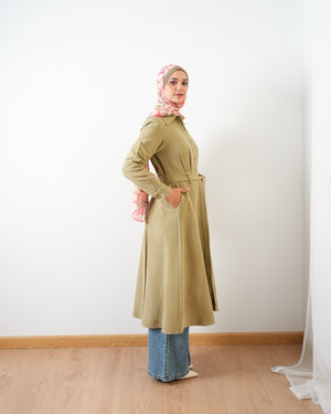 Suede Maxi Shirt Dress Pistachio C255