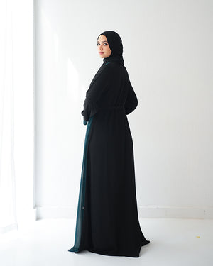Sided Chiffon Crepe Abaya Teal C46