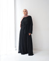 Sided Chiffon Crepe Abaya Black C46