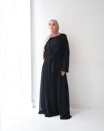 Sided Chiffon Crepe Abaya Black C46