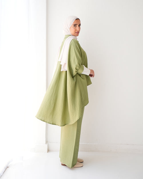 Over Sized Poncho and Pants Set Mint C11063