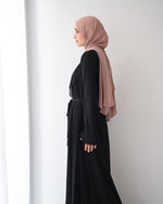 Sided Chiffon Crepe Abaya Black C46