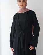 Sided Chiffon Crepe Abaya Black C46
