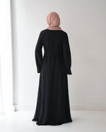 Sided Chiffon Crepe Abaya Black C46